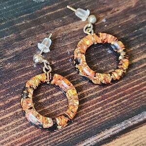 Orange Resin Circle Earrings